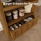 Garde-manger haut arqué de 71 po, meuble de rangement autoportant à 6 niveaux avec tiroir, étagère à livres blanche moderne avec étagères ouvertes et conception anti-basculement