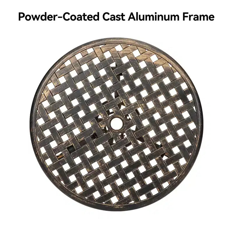 Table de bistro, table à manger ronde rétro en fonte d'aluminium avec trou pour parasol de 5 cm, table de bistro hauteur pub pour porche, jardin, cour, balcon