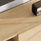 Meuble TV industriel GustoWave pour téléviseur de 80 pouces, centre de divertissement moderne avec 2 tiroirs, meuble multimédia en MDF avec texture bois élégante