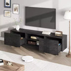 Meuble TV industriel GustoWave pour téléviseur de 80 pouces, centre de divertissement moderne avec 2 tiroirs, meuble multimédia en MDF avec texture bois élégante
