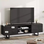 Meuble TV industriel GustoWave pour téléviseur de 80 pouces, centre de divertissement moderne avec 2 tiroirs, meuble multimédia en MDF avec texture bois élégante