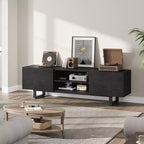 Meuble TV industriel GustoWave pour téléviseur de 80 pouces, centre de divertissement moderne avec 2 tiroirs, meuble multimédia en MDF avec texture bois élégante