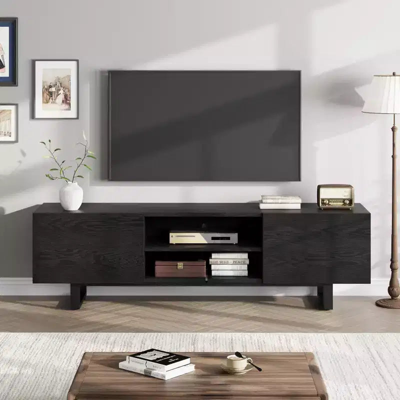 GustoWave Industrial TV Stand for 80 in, Modern Entertainment Center with 2 Drawers, MDF Media Cabinet w/Elegant Wood Texture