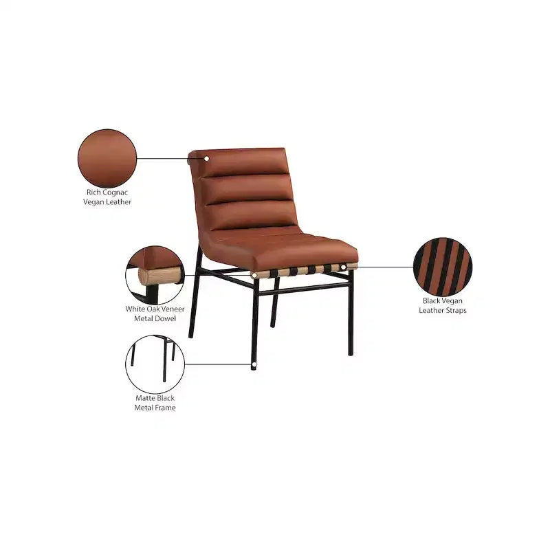Meridian Furniture, Chaises de salle à manger Burke en cuir végétalien, Lot de 2