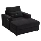 Merax Fauteuil de salon moderne en chenille avec pouf de rangement mobile