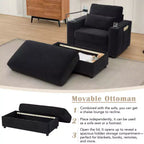 Merax Fauteuil de salon moderne en chenille avec pouf de rangement mobile