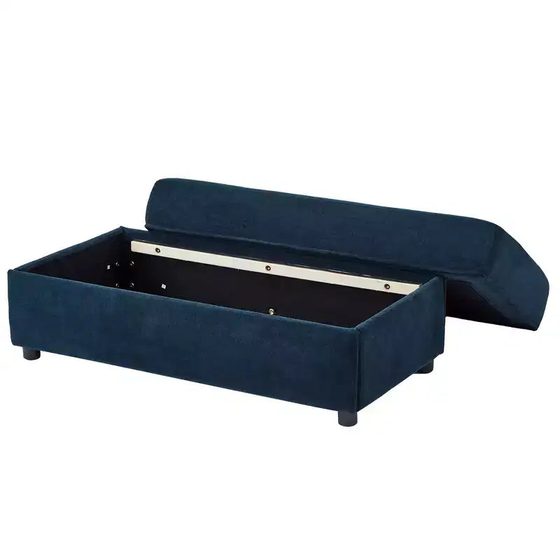 Merax Fauteuil de salon moderne en chenille avec pouf de rangement mobile