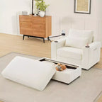 Merax Fauteuil de salon moderne en chenille avec pouf de rangement mobile