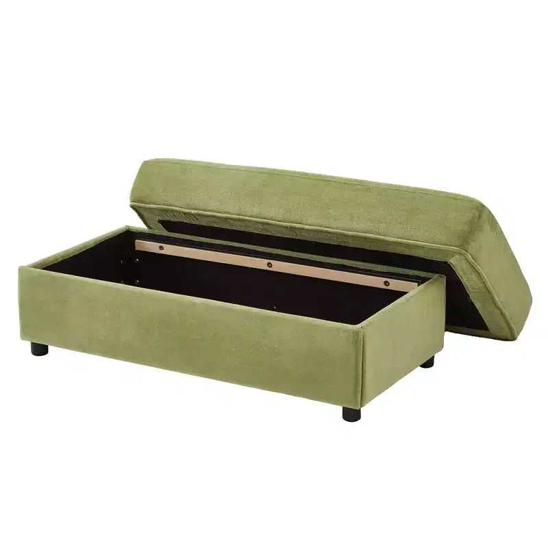 Merax Fauteuil de salon moderne en chenille avec pouf de rangement mobile