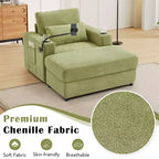 Merax Fauteuil de salon moderne en chenille avec pouf de rangement mobile