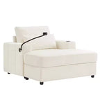 Merax Fauteuil de salon moderne en chenille avec pouf de rangement mobile