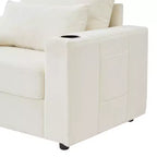 Merax Fauteuil de salon moderne en chenille avec pouf de rangement mobile