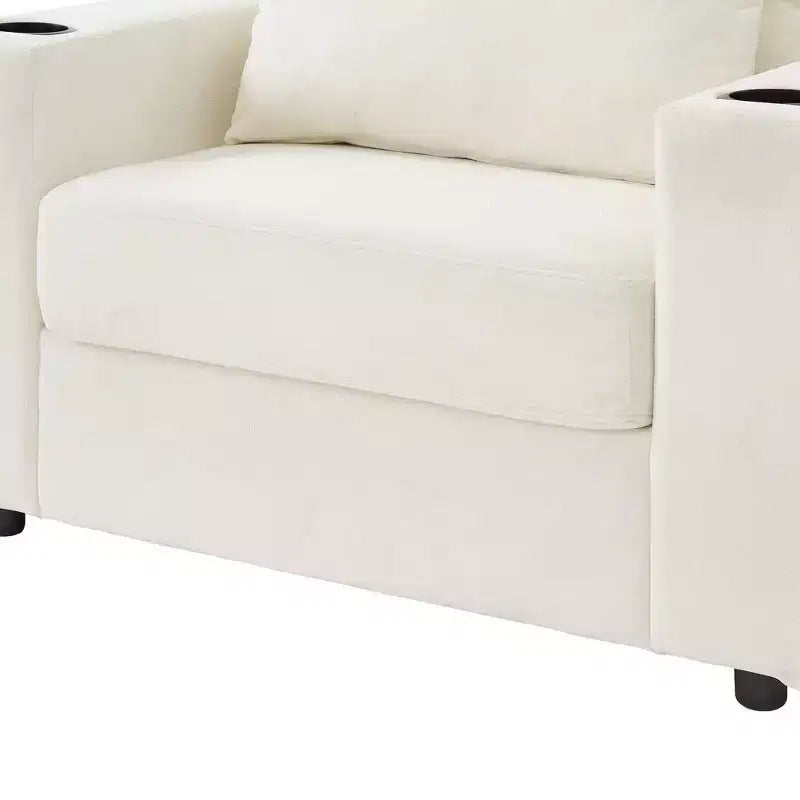 Merax Fauteuil de salon moderne en chenille avec pouf de rangement mobile