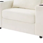 Merax Fauteuil de salon moderne en chenille avec pouf de rangement mobile