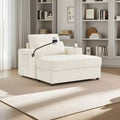 Merax Modern Chenille Armchair Chaise Lounge with Movable Storage Ottoman