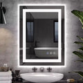 LED Bathroom Mirror 24x32 Inches, Black Frame with Front/Back Lights, 3 Color Temperatures, Anti-Fog, Wall Mounted Vanity Mirror
