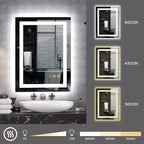Miroir de salle de bain LED 24x32 pouces, cadre noir avec éclairage avant/arrière, 3 températures de couleur, anti-buée, miroir de courtoisie mural