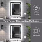 Miroir de salle de bain LED 24x32 pouces, cadre noir avec éclairage avant/arrière, 3 températures de couleur, anti-buée, miroir de courtoisie mural
