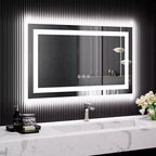 LED Bathroom Mirror with Lights, Front & Backlit Vanity Mirror, Stepless Dimmable, Anti-Fog, 4 Color Temperatures, Shatterproof Design