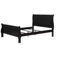 Okak 80 King Sleigh Bed Solid Wood Youth Bed Frame with Headboard/Footboard, Low Profile Safe Design for Kids Room, Black