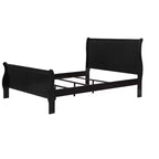 Okak 80 King Sleigh Bed Solid Wood Youth Bed Frame with Headboard/Footboard, Low Profile Safe Design for Kids Room, Black
