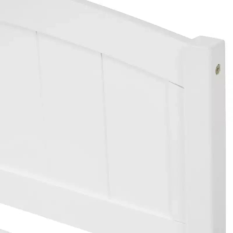 Lit plate-forme blanc double avec deux tiroirs, design moderne, espace de rangement supplémentaire