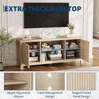 Meuble TV pour Téléviseur 65 Pouces, Meuble TV Robuste avec 2 Armoires et Étagères Ouvertes, Console TV Média, Meuble Console TV et Média en Bois