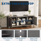 Meuble TV pour Téléviseur 65 Pouces, Meuble TV Robuste avec 2 Armoires et Étagères Ouvertes, Console TV Média, Meuble Console TV et Média en Bois