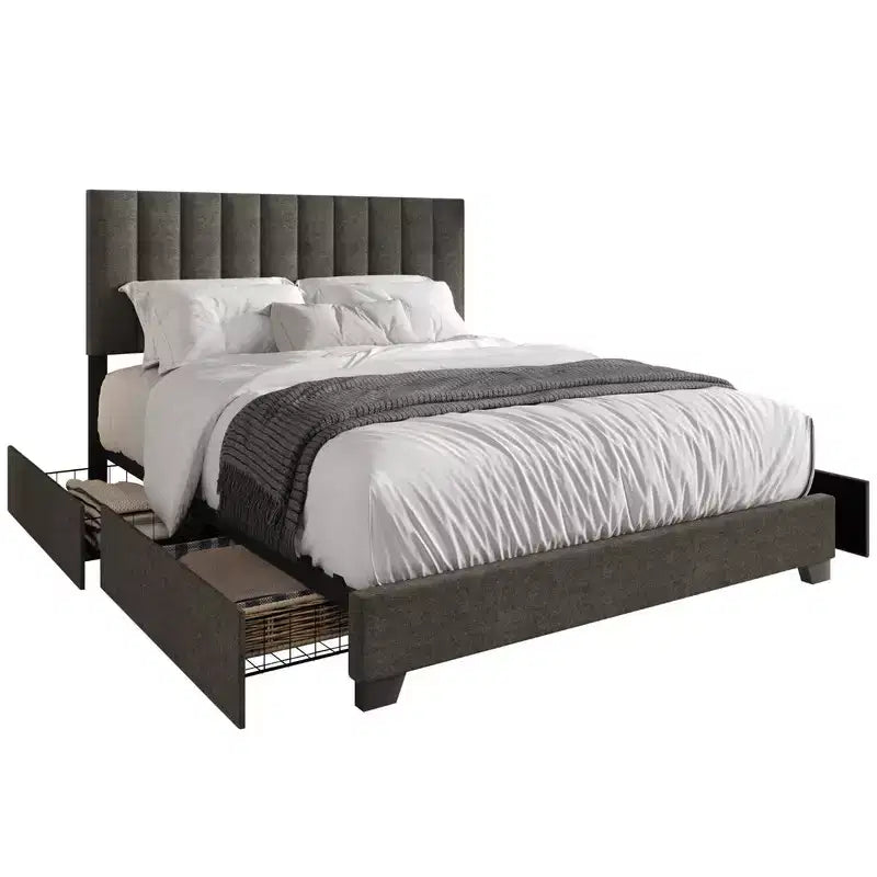 Lit rembourré avec rangement Olean de Home Design