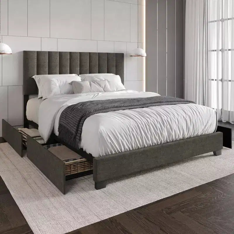 Lit rembourré avec rangement Olean de Home Design
