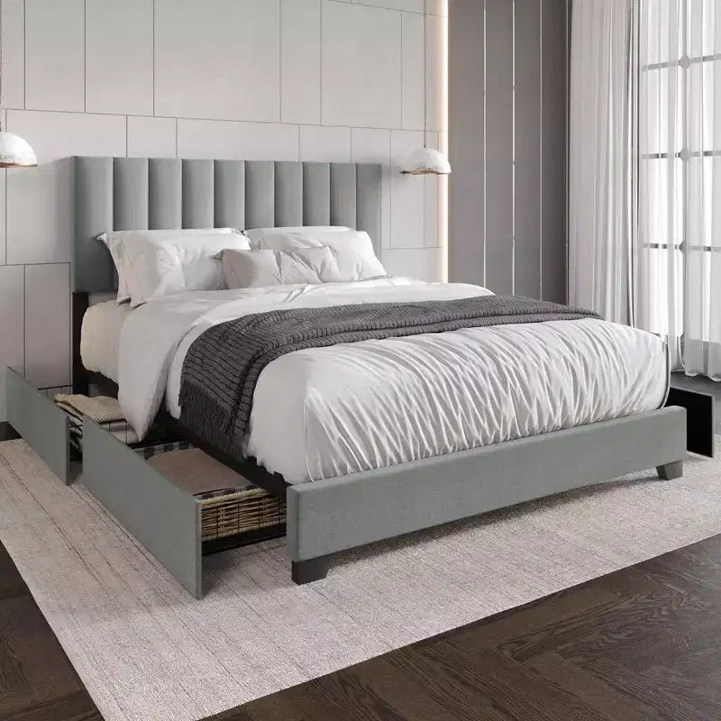 Home Design Olean Upholstered Storage Platfoam Bed