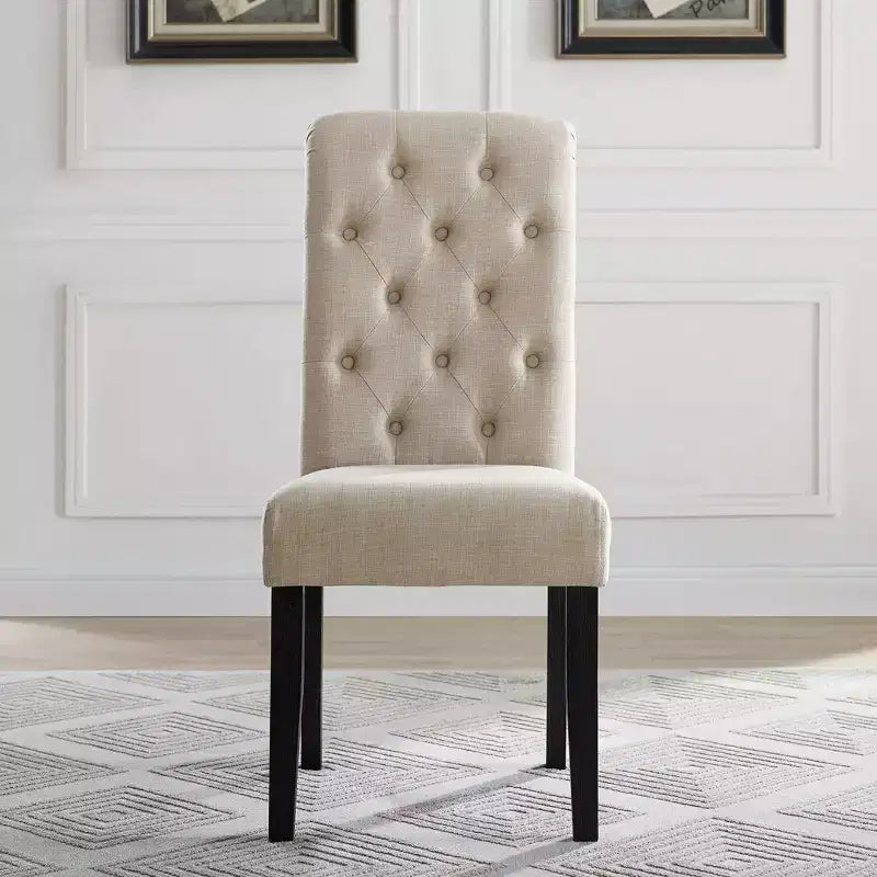 Okak Chaises de salle à manger modernes en bois massif avec dossier capitonné de luxe, lot de 2, chaises d'appoint rembourrées pour salon/salle à manger