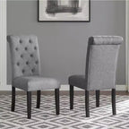 Okak Chaises de salle à manger modernes en bois massif avec dossier capitonné de luxe, lot de 2, chaises d'appoint rembourrées pour salon/salle à manger