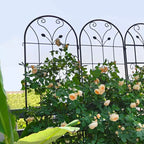MAYEERTY Lot de 4 treillis de jardin en métal, 220 x 50 cm, résistants à la rouille, pour plantes grimpantes, noirs, pour fleurs d'extérieur