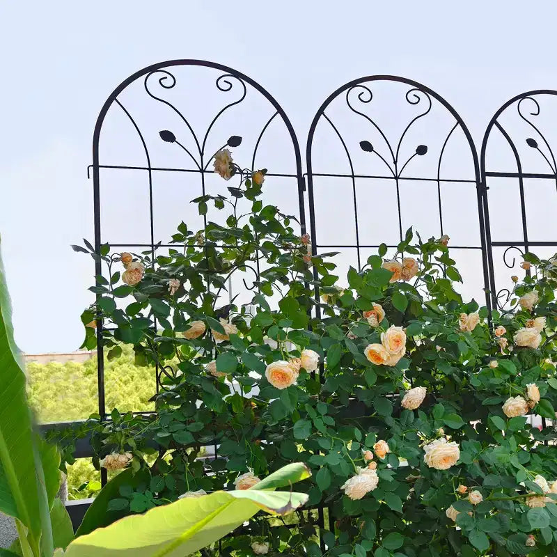 MAYEERTY Lot de 4 treillis de jardin en métal, 220 x 50 cm, résistants à la rouille, pour plantes grimpantes, noirs, pour fleurs d'extérieur