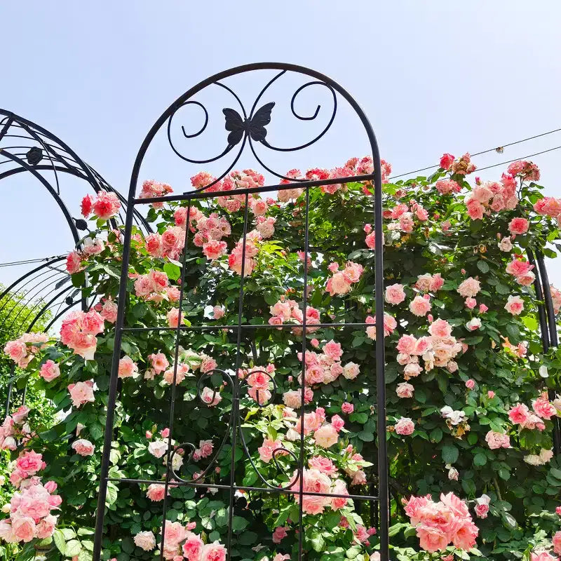 MAYEERTY Lot de 4 treillis de jardin en métal, 220 x 50 cm, résistants à la rouille, pour plantes grimpantes, noirs, pour fleurs d'extérieur