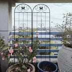 MAYEERTY 4 Pack Metal Garden Trellis 86.7 x 19.7 Inch Rustproof Climbing Plants Support Black Outdoor Flower