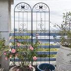 MAYEERTY Lot de 4 treillis de jardin en métal, 220 x 50 cm, résistants à la rouille, pour plantes grimpantes, noirs, pour fleurs d'extérieur