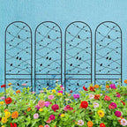 MAYEERTY Lot de 2 treillis de jardin en métal 180 x 50 cm, antirouille, support pour plantes grimpantes, noir, pour extérieur