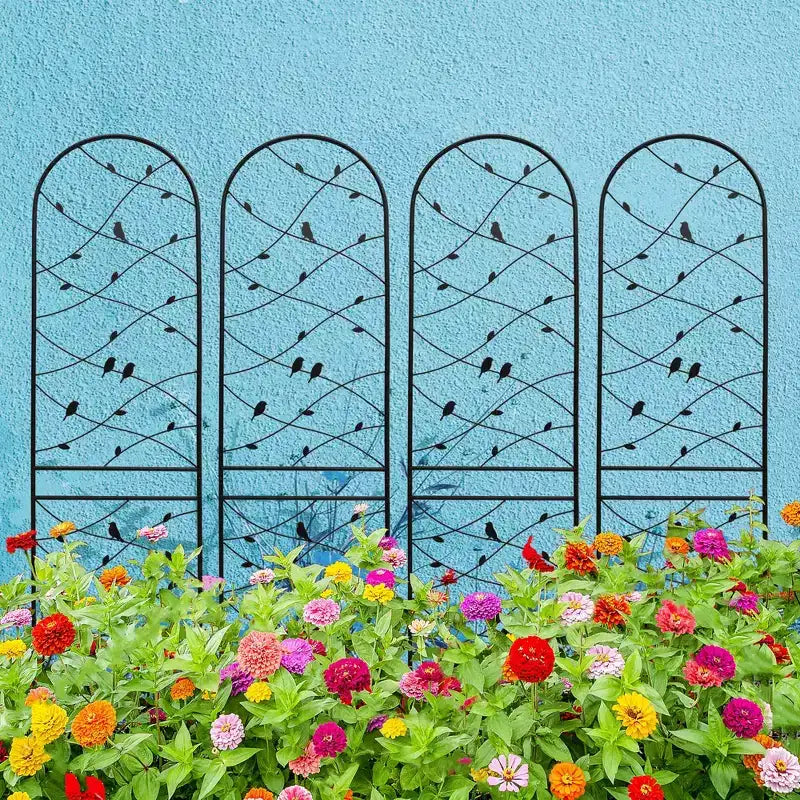 MAYEERTY Lot de 2 treillis de jardin en métal 180 x 50 cm, antirouille, support pour plantes grimpantes, noir, pour extérieur