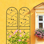 MAYEERTY Lot de 2 treillis de jardin en métal 180 x 50 cm, antirouille, support pour plantes grimpantes, noir, pour extérieur