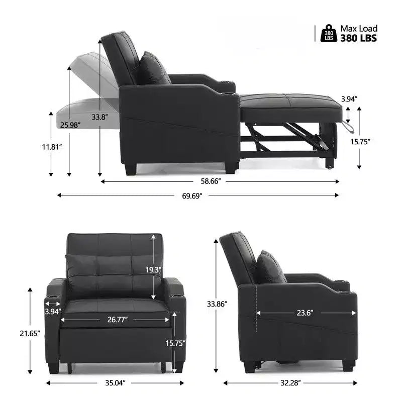 Karl Home |Canapé-lit simple de 89 cm de large