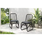 MAYEERTY Set of 2 Outdoor PE Wicker Dining Chairs With Washable Cushion Gray Rattan for Patio Garden