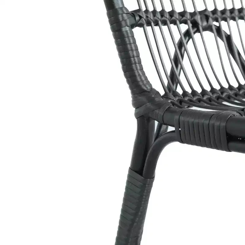 MAYEERTY Lot de 2 chaises de salle à manger d'extérieur en rotin PE avec coussin lavable en rotin gris pour patio et jardin