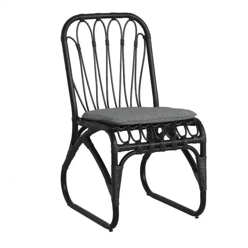 MAYEERTY Lot de 2 chaises de salle à manger d'extérieur en rotin PE avec coussin lavable en rotin gris pour patio et jardin