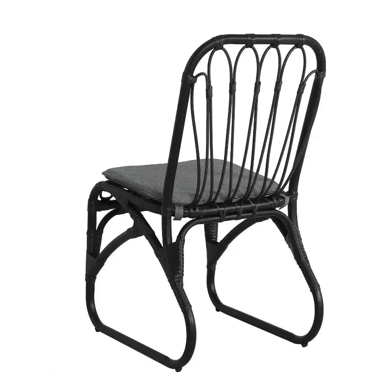 MAYEERTY Lot de 2 chaises de salle à manger d'extérieur en rotin PE avec coussin lavable en rotin gris pour patio et jardin