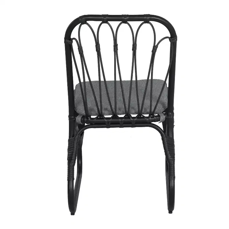 MAYEERTY Lot de 2 chaises de salle à manger d'extérieur en rotin PE avec coussin lavable en rotin gris pour patio et jardin