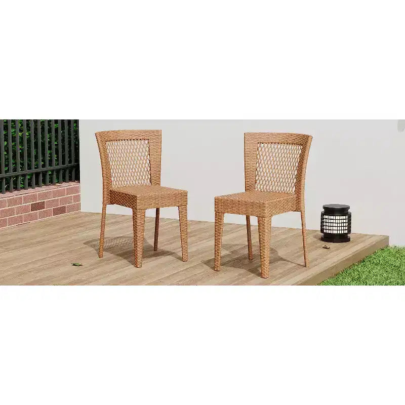 MAYEERTY Lot de 2 chaises d'appoint empilables Design KD Marron clair Peu encombrant pour cuisine et salle à manger