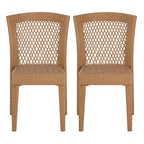 MAYEERTY Lot de 2 chaises d'appoint empilables Design KD Marron clair Peu encombrant pour cuisine et salle à manger