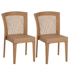 MAYEERTY Lot de 2 chaises d'appoint empilables Design KD Marron clair Peu encombrant pour cuisine et salle à manger